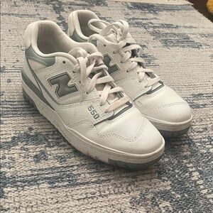 New Balance Men's White and Sage Green Sneakers